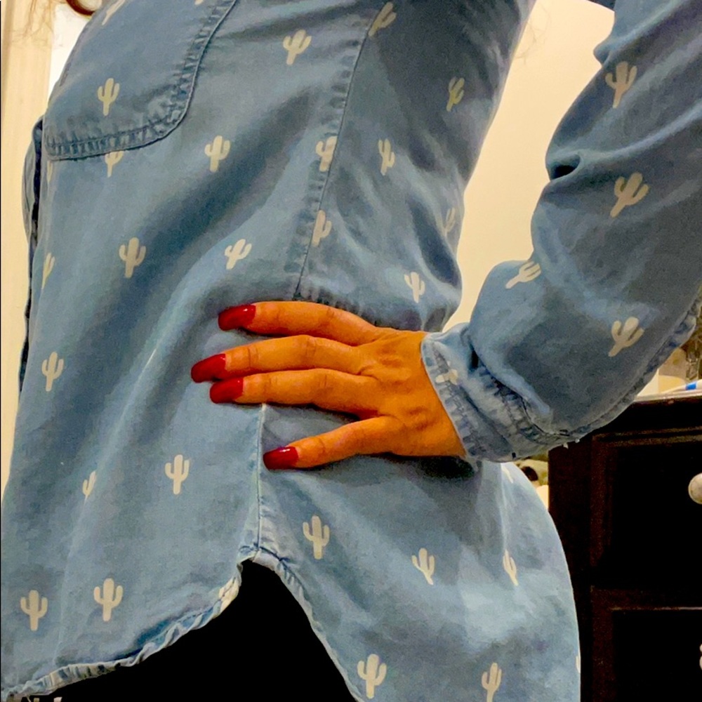 Jean shirt with cactuses small